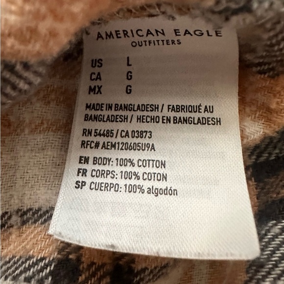 American Eagle Flannel Shirt Women’s Large Plaid Button Down Long Sleeve Cotton - Picture 5 of 6